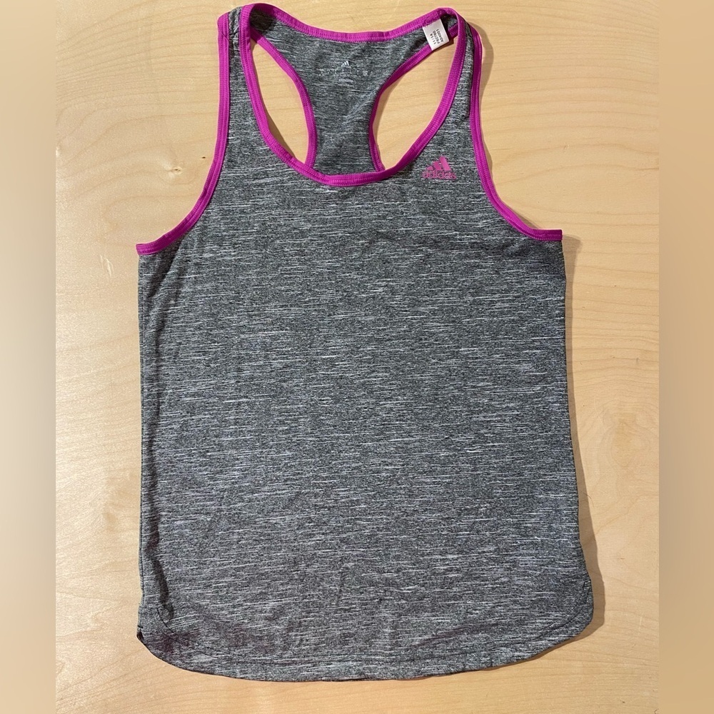Adidas Heather Gray Tank with Pink Accents Small (FJ)